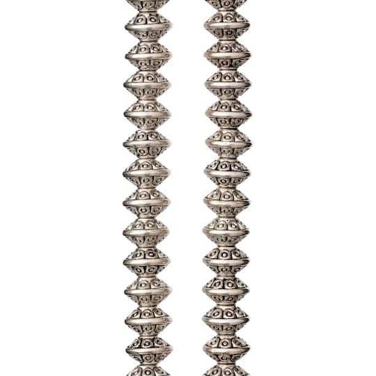 12 Pack: Antiqued Sterling Silver Plated Rondelle Beads, 8mm by Bead Landing™